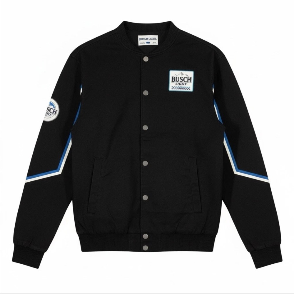 Busch Light Racing Jacket Snap Closure Black W/Busch Logo Size XXLarge NWT